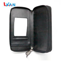Dompet kulit asli uniseks, harga rendah kustom gaya Mode panjang desain huruf terbuka tahan air perjalanan uang tunai dengan ukuran kustom