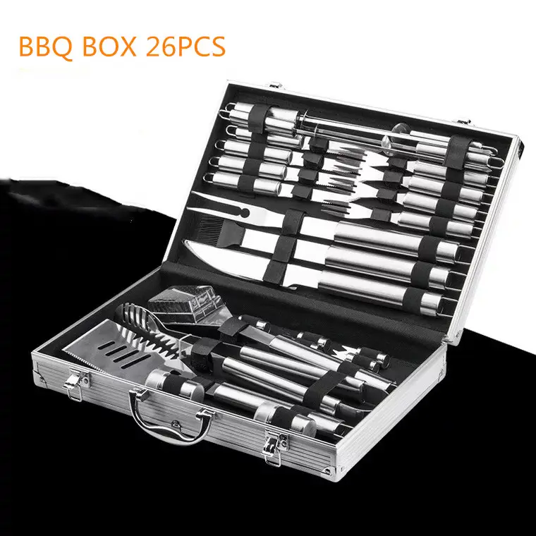 Ensemble de grill barbecue en acier inoxydable, boîte en aluminium, de qualité alimentaire, pour BBQ d'extérieur, 1 pièce