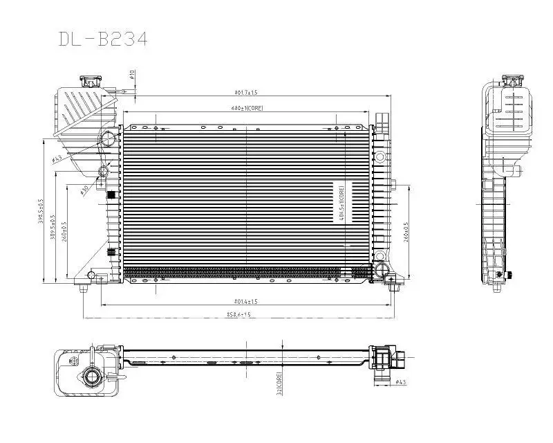 Auto radiator pa66-gf30 for MERCEDES SPRINTER W901-905 with OE 9015003500(DL-B234)