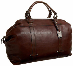 Bolsa de viaje de cuero genuino, bolso de viaje de cuero indio, marrón oscuro - Product Image 1
