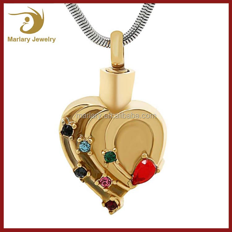 Нержавеющая Сталь Позолоченный Память Ожерелья для Золы Контейнера после Кремации Пепел Ювелирные Изделия