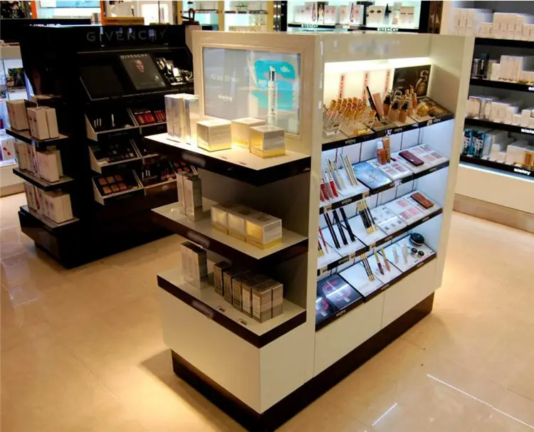 Exibição de maquiagem para móveis, mostrador de cosméticos moderno para lojas de cosméticos