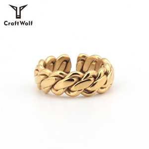 Craft Wolf 2026 Joyería <span class=keywords><strong>Fina</strong></span> de Moda <span class=keywords><strong>para</strong></span> Mujer y Hombre, Anillo de Cadena Cubana Delicado de Acero Inoxidable Chapado en Oro y Plata, Fábrica de Joyería - Product Image 3