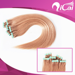 100 gramos/40pcs Tape in Pelo Humano Extensiones 22" Color Rubio 100% Remy Recto Adhesive Cabello Extension - Product Image 2
