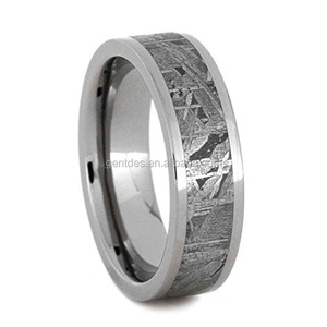 Gentdes Jewelry 4mm/6mm/8mm anello in vero Meteorite gioielli con fascia in titanio Comfort Fit fede nuziale in vero Meteorite per uomo - Product Image 2