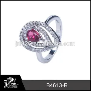 el diseño del corazón 925 rosa de plata cz anillo de bodas