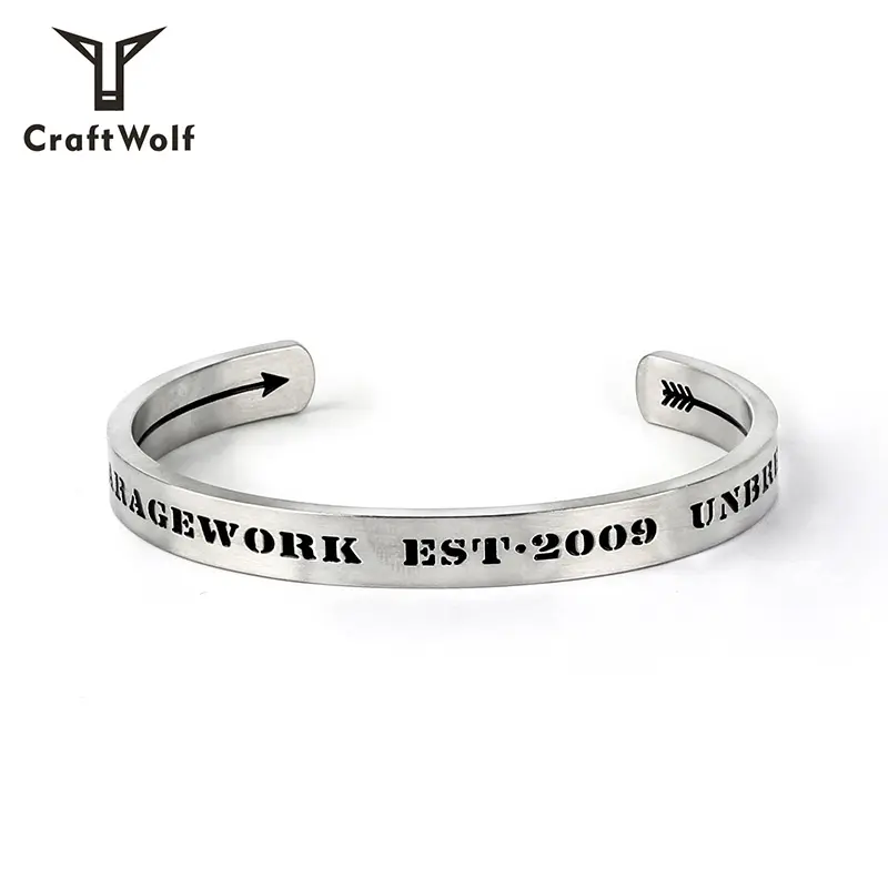 Craft Wolf joyería personalizada Acero inoxidable reglas tamaño números letra brazalete pulsera