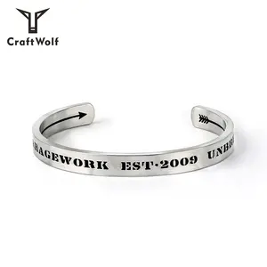 Craft Wolf Custom Jewelry Stainless Steel Rules Size Numbers Letter Cuff Bracelet