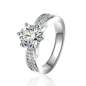 White gold Gem 1.5 carat princess cut simulated diamond silver ring