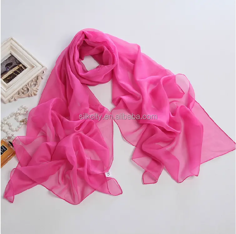 Top Quality Plain Silk Chiffon Long Shawl scarf