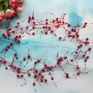 Hierro alambre conectado color sólido mini bola redonda Faux perla hebras de cuentas para el Partido decoración de la boda