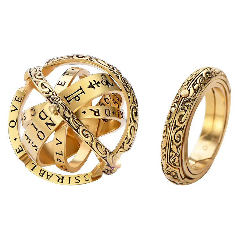 Free Shipping Vintage Sphere Rotatable Astronomical Ball Cosmic Science Finger Ring