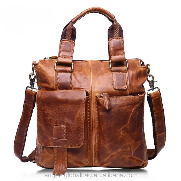 Herald Fashion — sac à main vintage, sac à épaule en cuir véritable cheval fou pour hommes