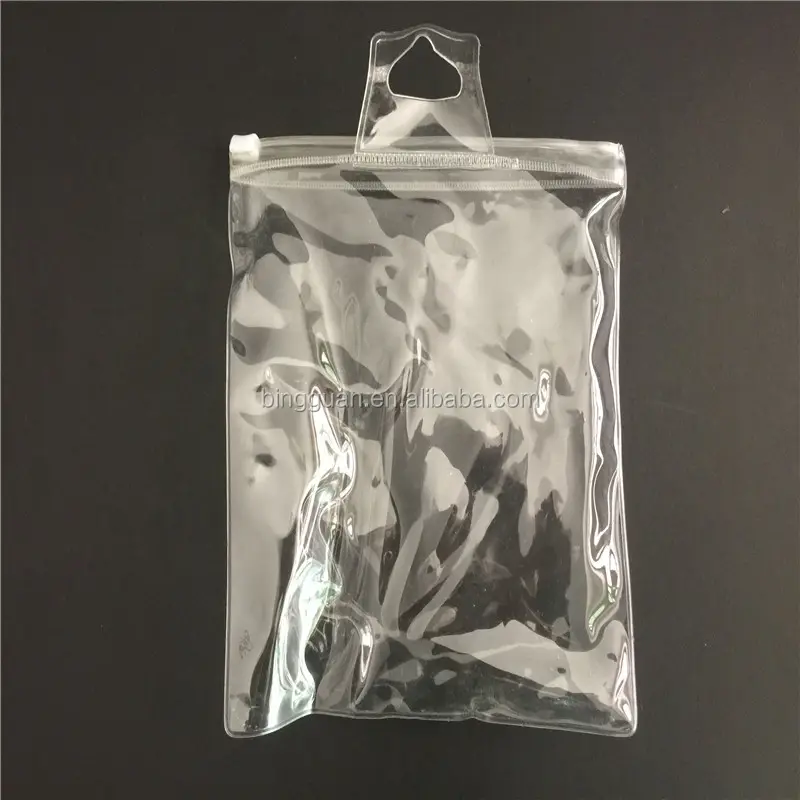 Özel Şeffaf Kozmetik plastik kaymak kanca ile pvc çanta ambalaj