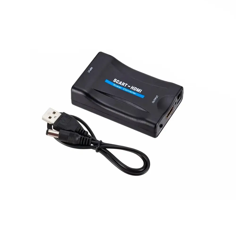 Konverter Adaptor SCART Ke HDMI Video Audio, Adaptor Konverter Upscale untuk HD TV DVD untuk Kotak STB Plug And Play dengan Kabel Usb 1080P