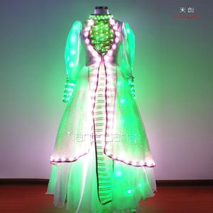Pura Hecha A Mano Fina LLEVARON Vestido exquisita <span class=keywords><strong>ropa</strong></span> de danza, increíble Vestido de Boda Luminosa - Product Image 4