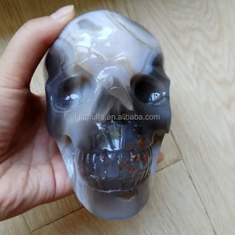 Crâne en cristal naturel sculpté à la main, vente en gros, Agate, géode, cristal, 1 pièce