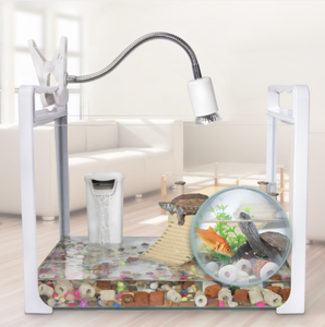Acquario in Vetro <span class=keywords><strong>per</strong></span> Pesci e <span class=keywords><strong>Tartarughe</strong></span> con Piattaforma di Asciugatura, Vasca Rettangolare Piccola Bivalente <span class=keywords><strong>per</strong></span> Pesci, Acquario Bianco <span class=keywords><strong>per</strong></span> Acquacoltura 3L 4KG - Product Image 2