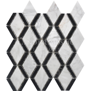 In <span class=keywords><strong>bianco</strong></span> <span class=keywords><strong>e</strong></span> <span class=keywords><strong>nero</strong></span> rombo pietra mattonelle di mosaico per la decorazione domestica - Product Image 1
