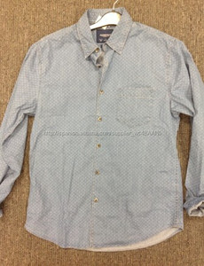 Mens DENIM impreso camisa de manga corta para con deshilachada Nd04 - Product Image 1