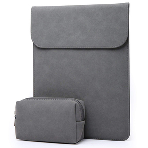 Ensemble 2 en 1 de housse pour ordinateur portable en similicuir suédé avec petit sac pour souris - Product Image 1