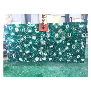 Đá Cẩm Thạch Ốp Tường Mờ Tấm Đá Mỏng Màu Xanh Lá Cây Agate Slab Bán Buôn