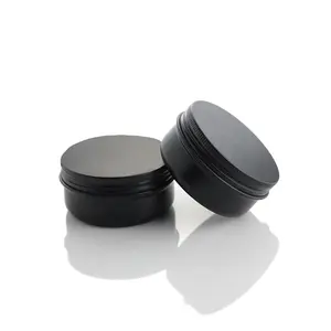 New 50ml 1.7oz Matte Black Rose Gold White Aluminum Box Packaging Small Lip Balm Jar Tin Can Container Cosmetic (NAL02-50)