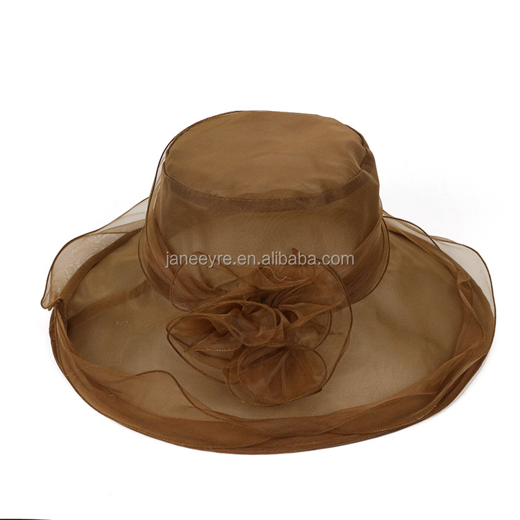 Шляпа женская с широкими полями, шляпа из органзы для церкви и торжественных гонок, для свадьбы