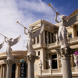 정원 Natural White 대리석 <span class=keywords><strong>Angel</strong></span> 동상 Sculpture 와 나 팔 - Product Image 2