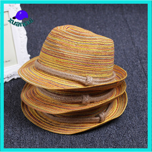papier de paille rouleau jusqu'à ras bord chapeau de soleil hommes bande Fedora Chapeaux avec corde de <span class=keywords><strong>chanvre</strong></span> - Product Image 1