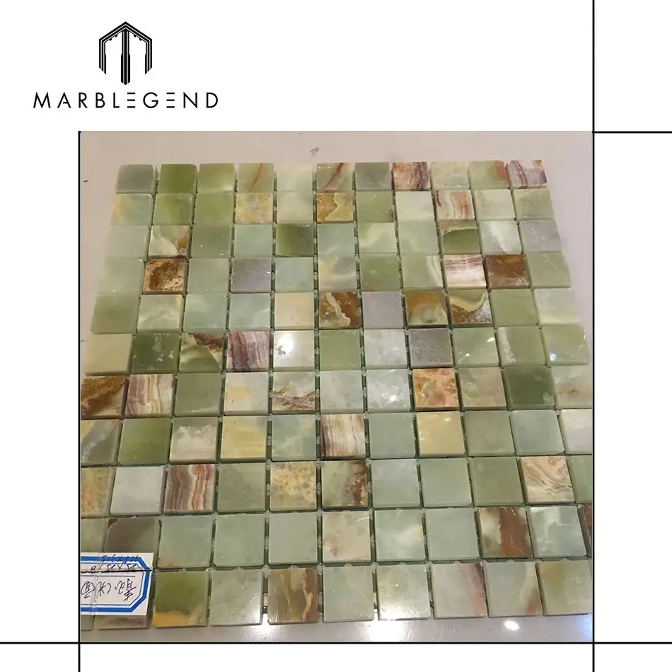 Piastrella pavimento e parete bagno in marmo verde naturale onice mosaico di pietra
