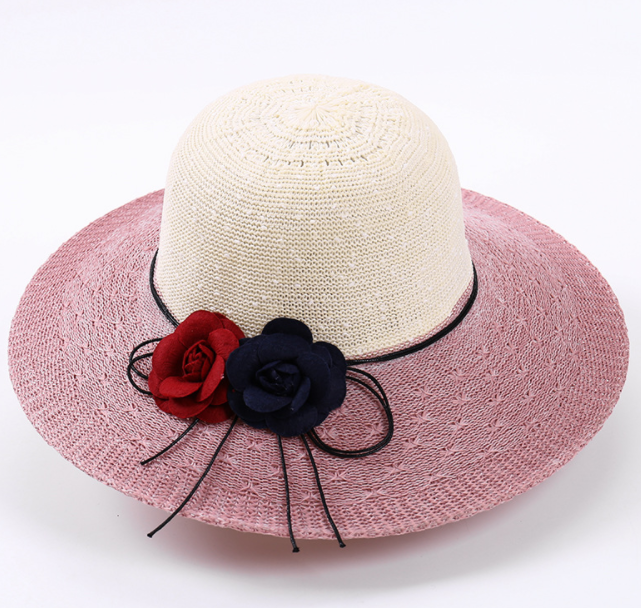 Шляпа женская Соломенная с цветами, Пляжная Панама от солнца для отдыха на море и отдыха