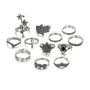 Mode strass pierre argent doigt couronne anneaux boho <span class=keywords><strong>vintage</strong></span> knuckle ring set - Product Image 1
