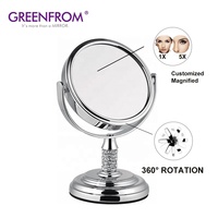 Miroir de courtoisie pour hôtel de bureau, miroir de courtoisie double face en strass de 3 pouces avec diamants brillants