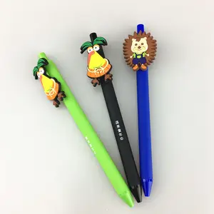 High quality custom design clip soft pvc cartoon charm plastic ball pen