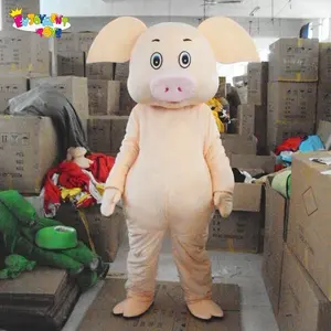 Cute cartoon fat pink pig mascot costume for adults