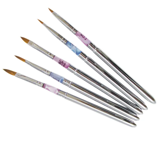3D Silver Head Acrylic Handle Uv Gel Carving Nail Art Pens/Brushes (5size each Set)