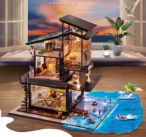 Romántico estilo europeo DIY molde casa <span class=keywords><strong>de</strong></span> <span class=keywords><strong>muñecas</strong></span> muebles <span class=keywords><strong>de</strong></span> imitación para niños hechos <span class=keywords><strong>de</strong></span> <span class=keywords><strong>madera</strong></span> - Product Image 3