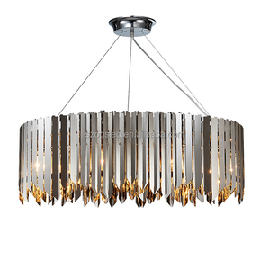 Oro moderno Acero inoxidable + Hierro lámpara Grande <span class=keywords><strong>Hotel</strong></span> iluminación colgante tira larga araña de cromo - Product Image 2