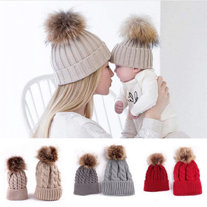 Bé Mùa Đông Ấm Đan Hat Gia Đình Crochet Beanie Trượt Tuyết Cap Tùy Chỉnh Trẻ Em Trắng Jacquard Pom Beanies - Product Image 6