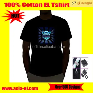 Glowing parti point EL clignotant brillant 100% coton T-shirt