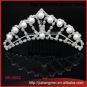 Rhinestone di alta Qualità e di cristallo Della Perla Diademi di Perle Da Sposa Tiara corone corteo all'ingrosso della principessa corona per le ragazze