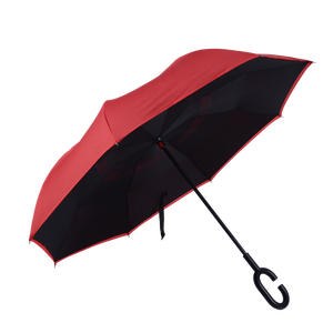 black umbrellas one red