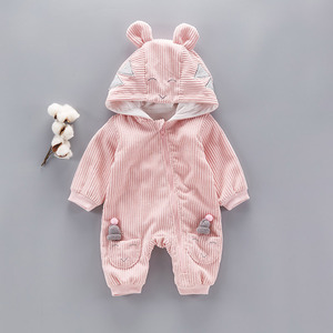 Abbigliamento Invernale all'Ingrosso, Tutina a Maniche Lunghe per Neonati in Tinta Unita con Spedizione Gratuita - Product Image 2