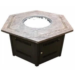 Dual Table Gas Fire Pit with Radiant Heater for foot warming