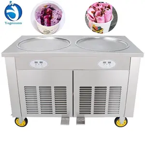 Mobile Cold Snack Double Pan Fired Ice Cream Roll Machine