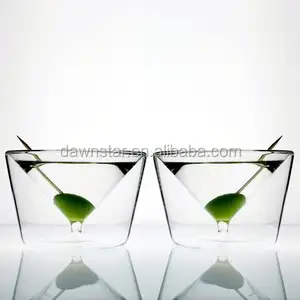 high quality borosilicate glass double wall stemless martini glass champagne glass