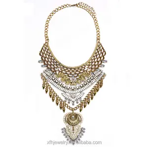 Exaggerated necklaces alloy jewelry inlaid cubic zirconia punk style jewelry