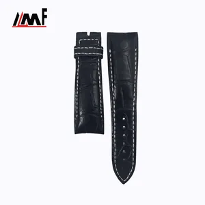 Black Genuine Alligator Watch Strap Leather Customize 22mm Watch Band For XXI Flyback For Breguet Watch