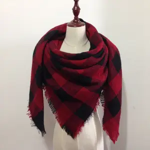 300 colors oversize tartan square blanket scarf shawl for women
